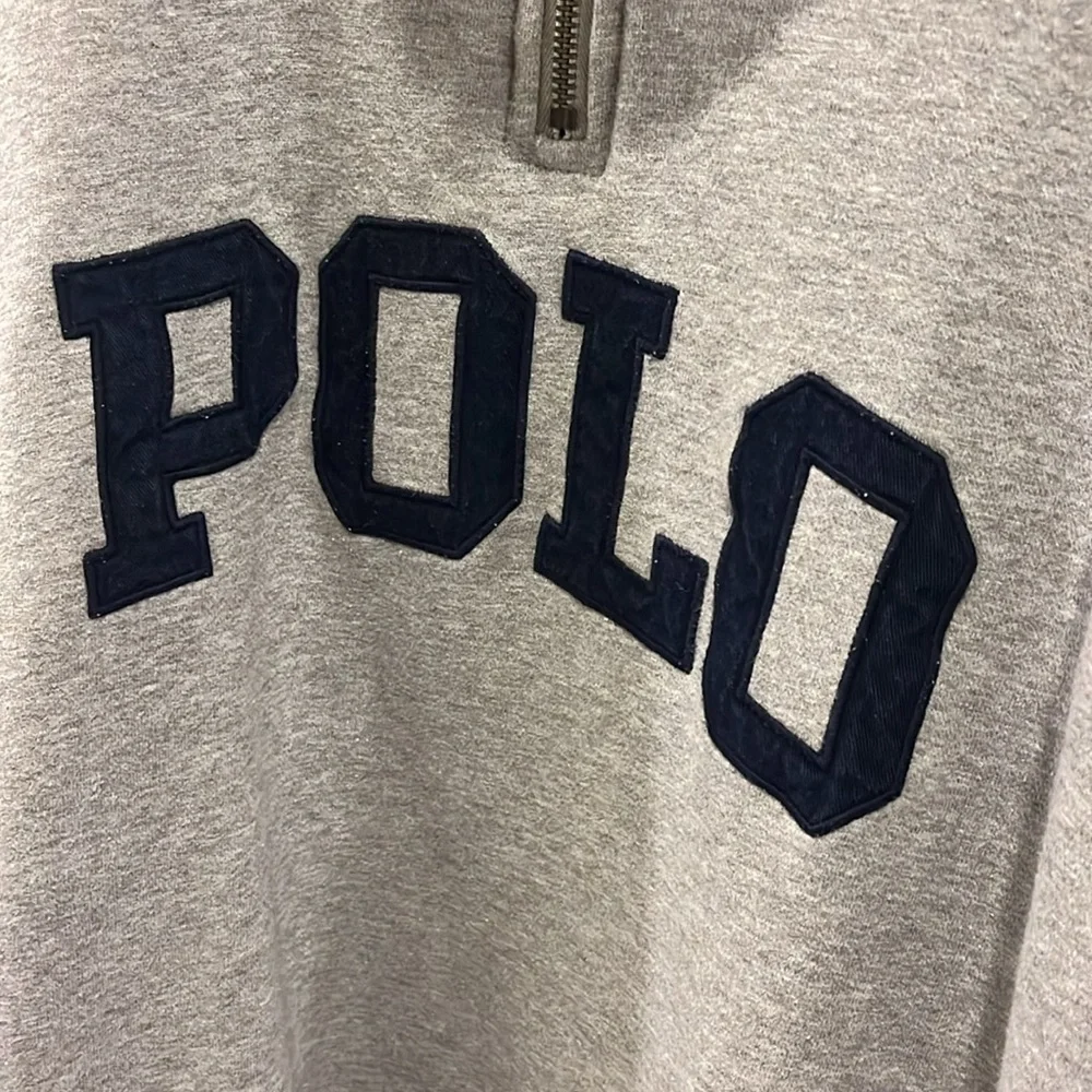 Polo Sport Ralph Lauren Vintage Spell Out Sweatshirt 1/4 Zip shirt gray Mens XXL